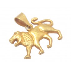 Lion Charm Pendant Solid18K Yellow Gold Animal Unisex Gift Diwali Handmade B467